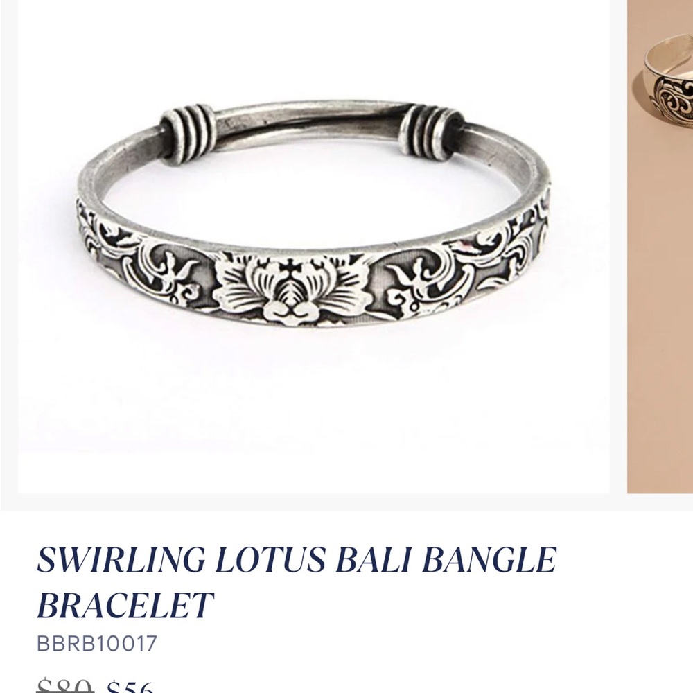 Eves Addiction Silver Lotus Bali Bangle Bracelet